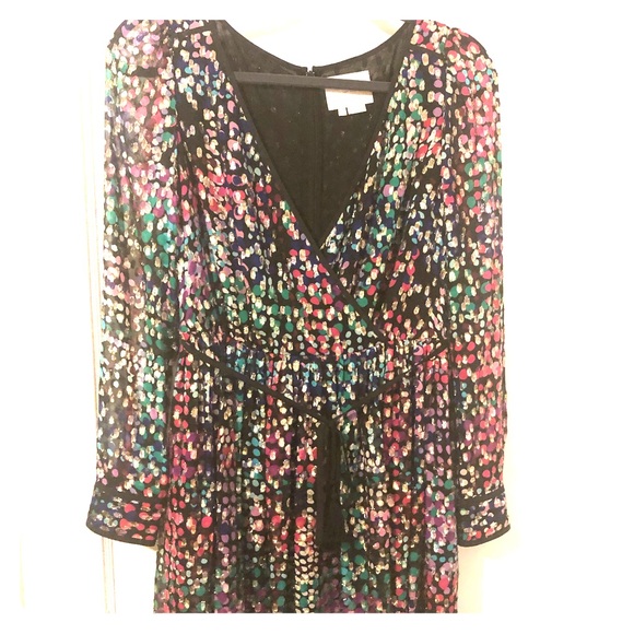 kate spade metallic multi dot dress Kate Spade Metallic Multi Polka Dot Silk Wrap Mini Dress in Make Magic Size  6